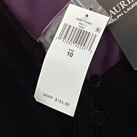 NWT Lauren Ralph Lauren Velvet Button Front Puff Sleeve Top 10 - Picture 5 of 11